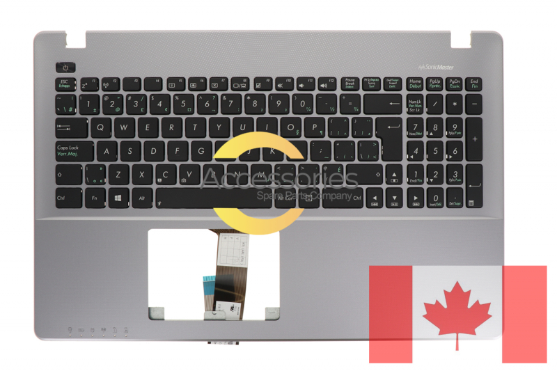 Clavier gris QWERTY Canadien de PC portable Asus