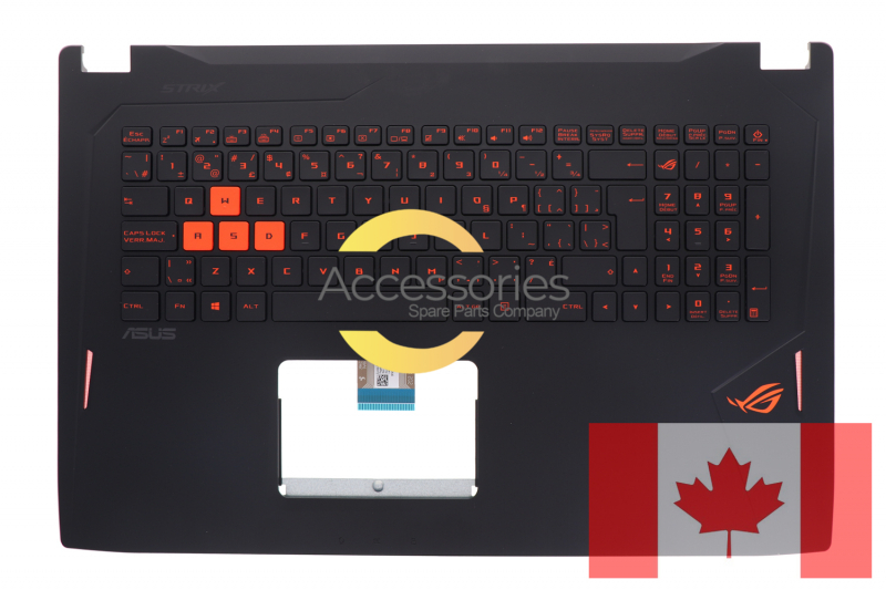 Clavier QWERTY Canadien noir rétroéclairé ROG Strix de PC portable Asus