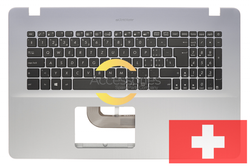 Clavier argenté QWERTZ suisse rétroéclairé de PC portable Asus